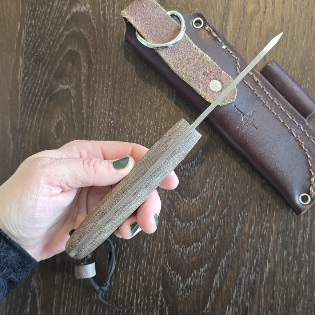 LTWK USA Scandi Boattail in A2 and Rustic Brown Matte Micarta – gallery image 4