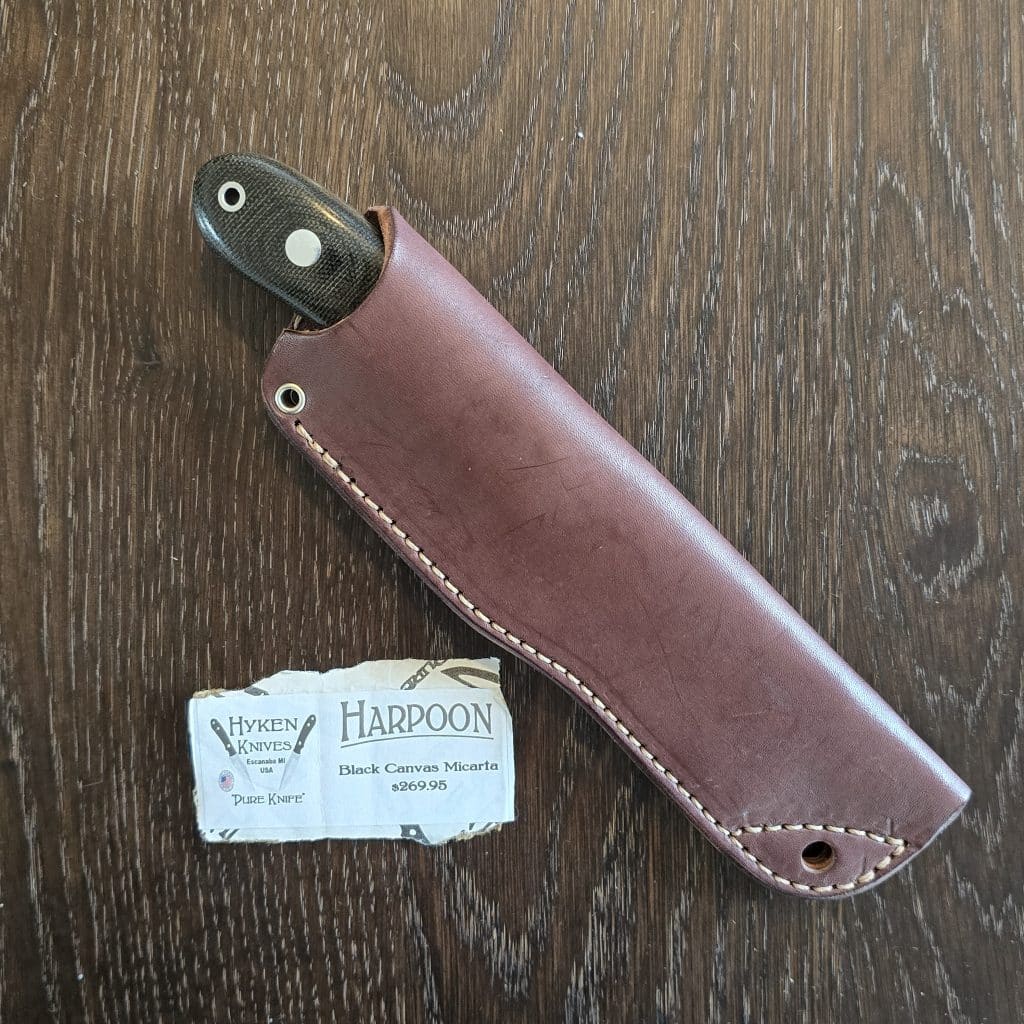 Hyken Knives Harpoon First Run in Black Canvas Micarta and CPM154 made in Escanaba MI, USA – gallery image 4