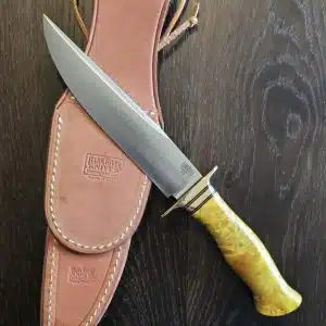 Bark River Knives Custom 2016 7" Bowie-B in Yellow and Gold Maple Burl (no box) knife for sale