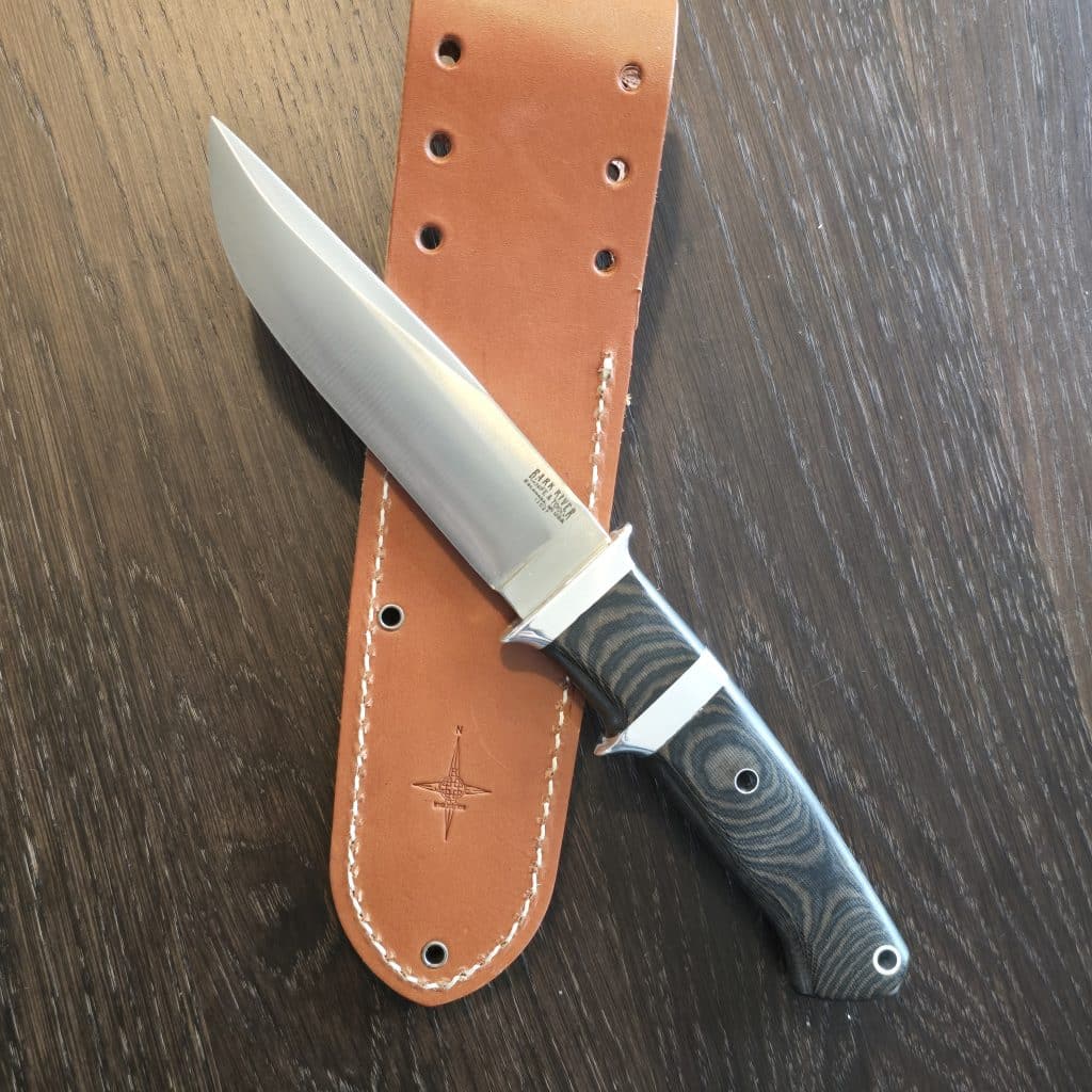 Bark River Knives Sand Storm II 1st Production Run in Black and Green Linnen Hollow and 12C27 (no box) knife for sale