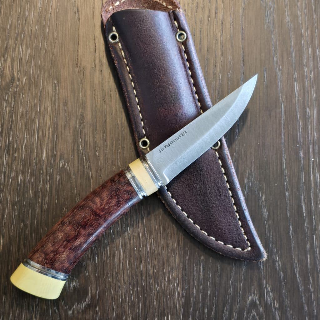 Bark River Knives Scandi 1st Production Run in Snakewood and Antique Ivory Micarta and CPM 3V (no box) knife for sale