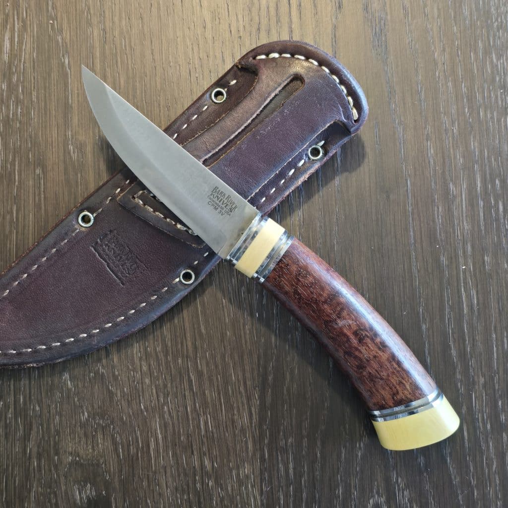 Bark River Knives Scandi 1st Production Run in Snakewood and Antique Ivory Micarta and CPM 3V (no box) knife for sale