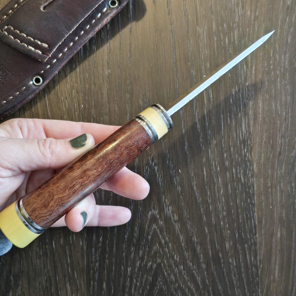 Bark River Knives Scandi 1st Production Run in Snakewood and Antique Ivory Micarta and CPM 3V (no box) knife for sale