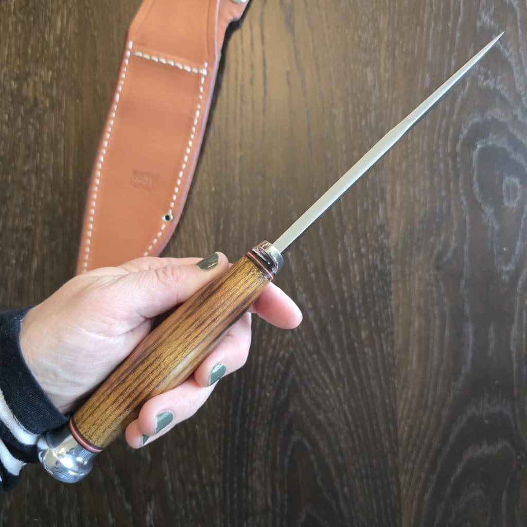 Bark River Knives Teddy in Osage Orange and A2 knife for sale