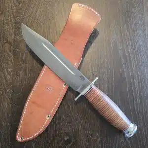 Bark River Knives Teddy II in Stacked Leather and A2 (no box, age patina) knife for sale