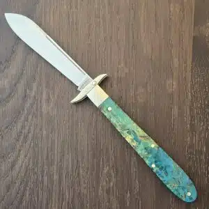 Tuna Valley Cutlery Mountain Cougar in Blue Arctic Curly Birch w/154CM (1 of 11) knife for sale