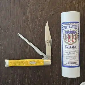Great Eastern Cutlery #631226 SS Fish School Jigged Yellow Micarta knife for sale