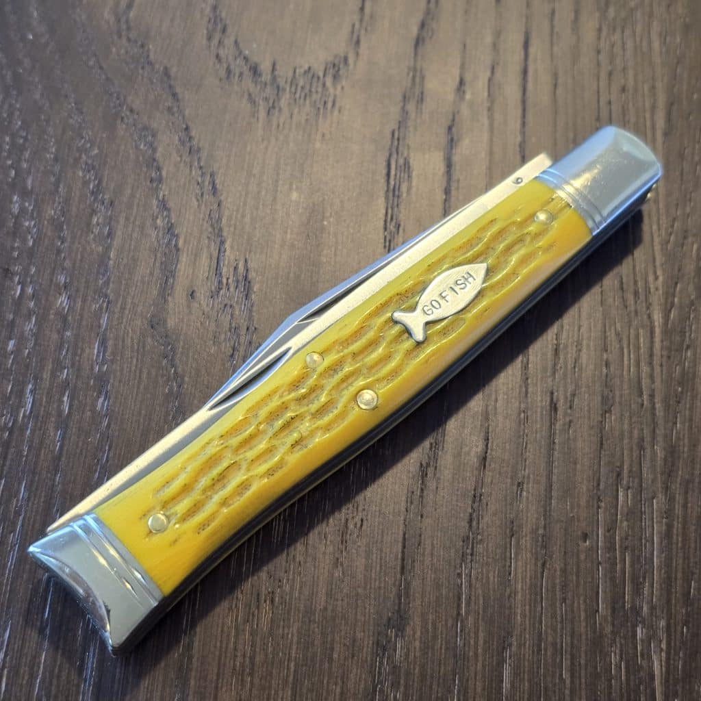 Great Eastern Cutlery #631226 SS Fish School Jigged Yellow Micarta – gallery image 2