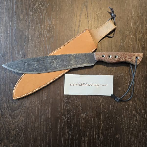 Fiddleback Forge Machete 2015 Brown Micarta Fixed Blade with Leather Sheath – gallery image 1