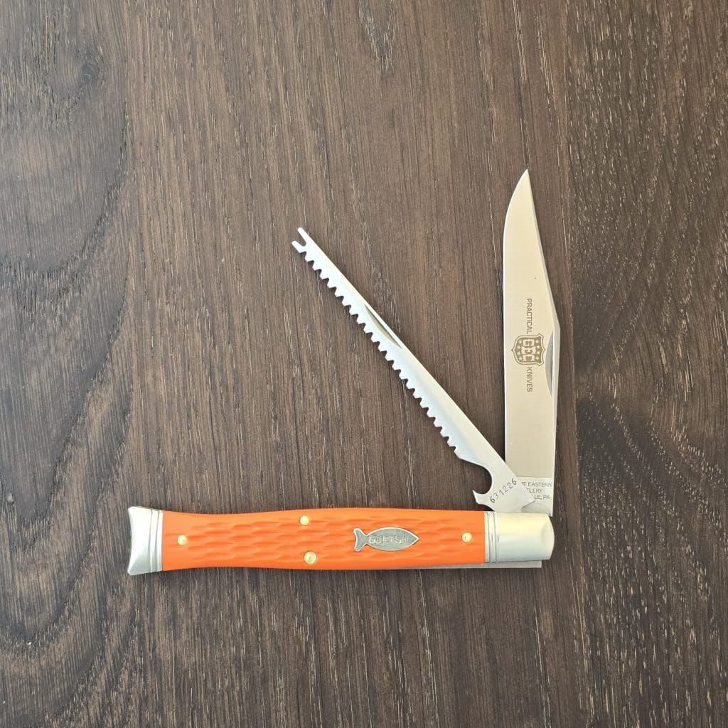 Great Eastern Cutlery #631226 SS Fish School Jigged Orange Delrin – gallery image 2