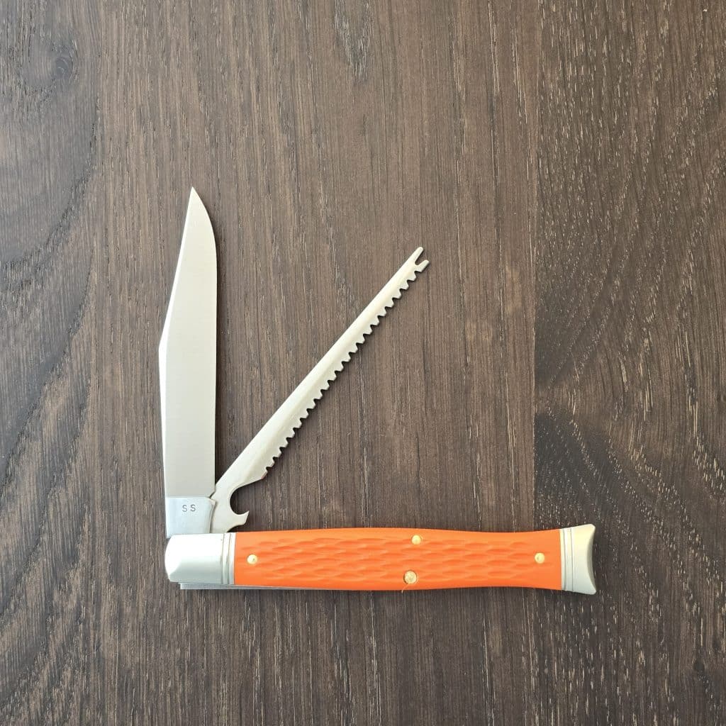 Great Eastern Cutlery #631226 SS Fish School Jigged Orange Delrin – gallery image 3