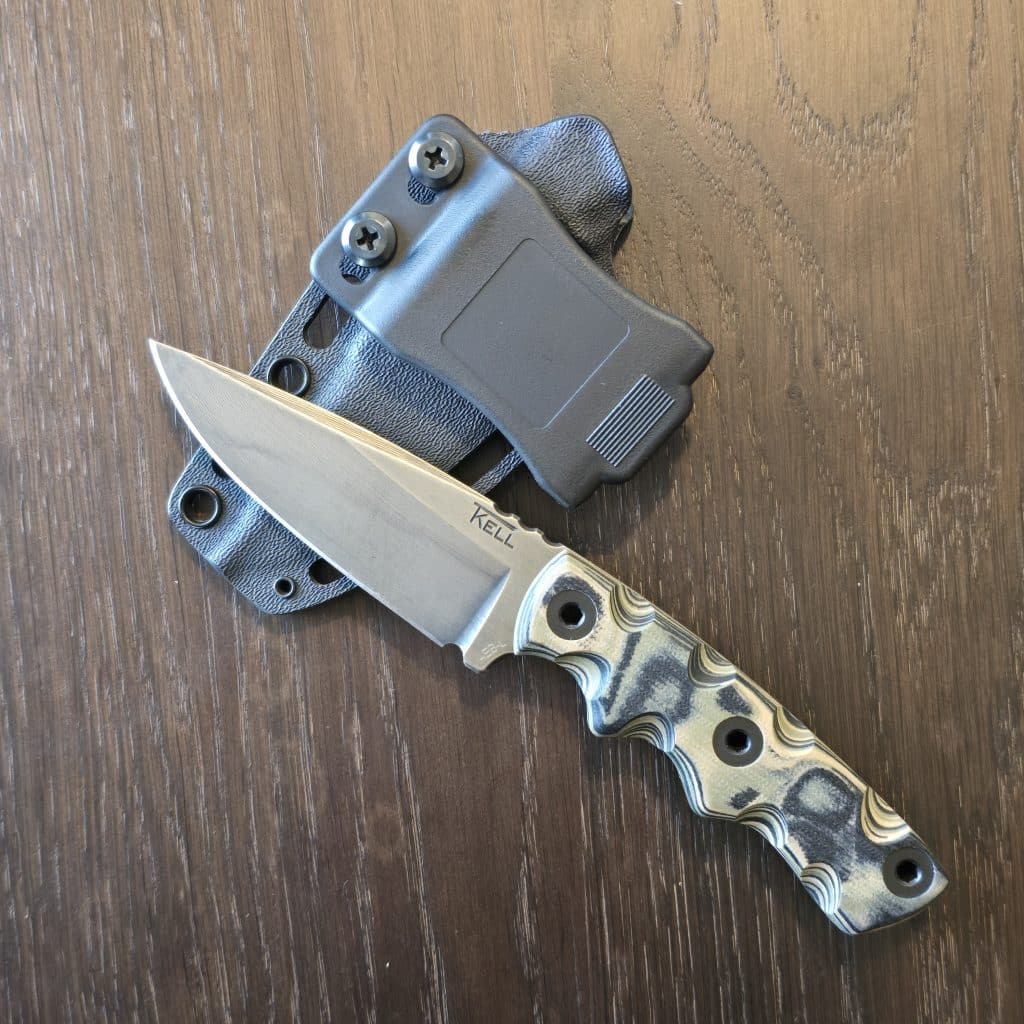 TKELL Combatant w/ Green Grips and Factory Camo Grips RARE : Distressed Blade – gallery image 3
