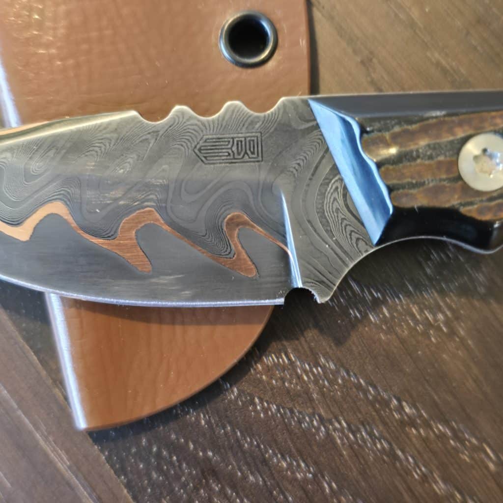 Bald Man Knife + Tool Thick-A -Tross in Baker Forge Steel and Jigged Watter Buffalo Horn with Kydex Sheath - Image 7