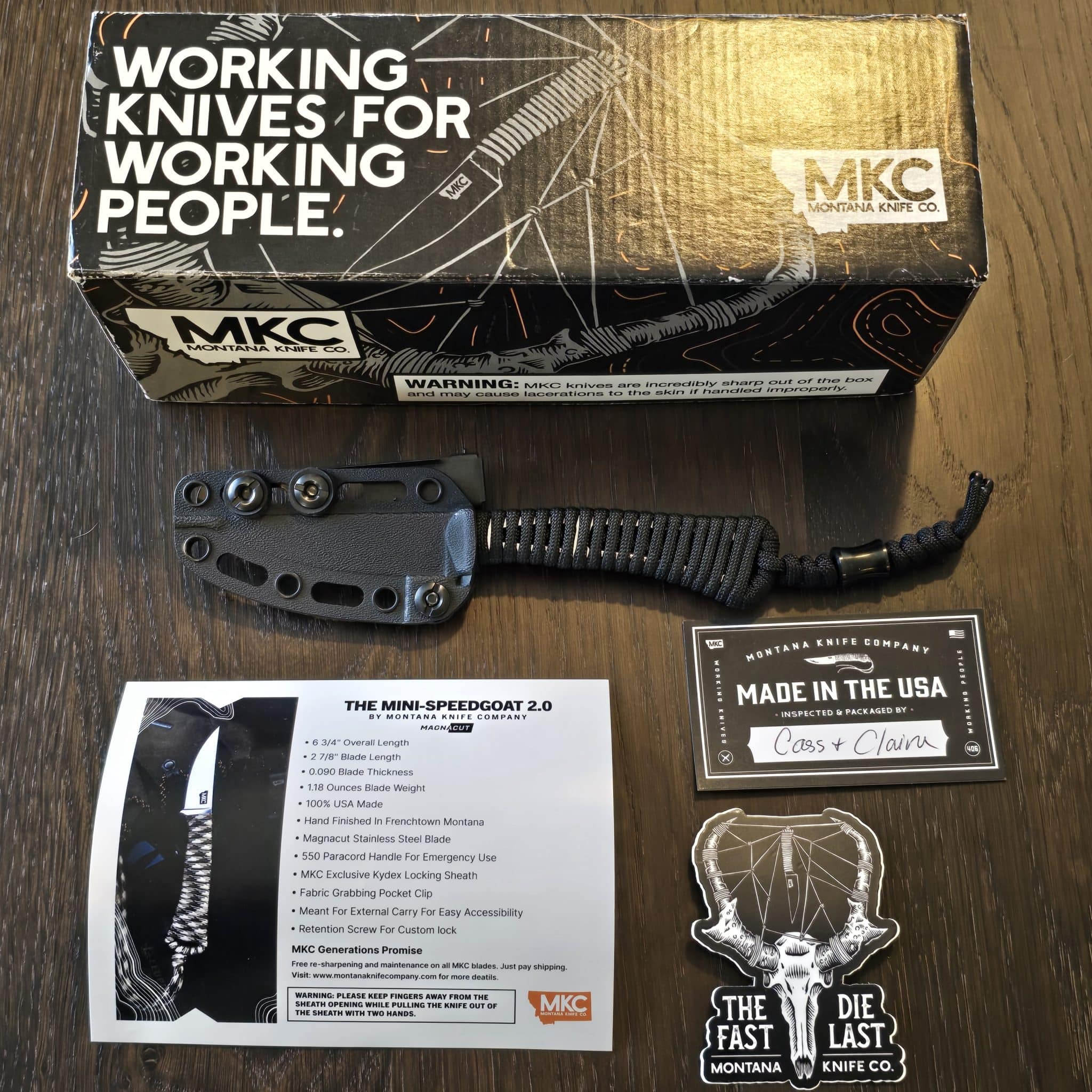 MKC Montana Knife Co. Mini Speed Goat 2.0 in Paracord and Magnacut