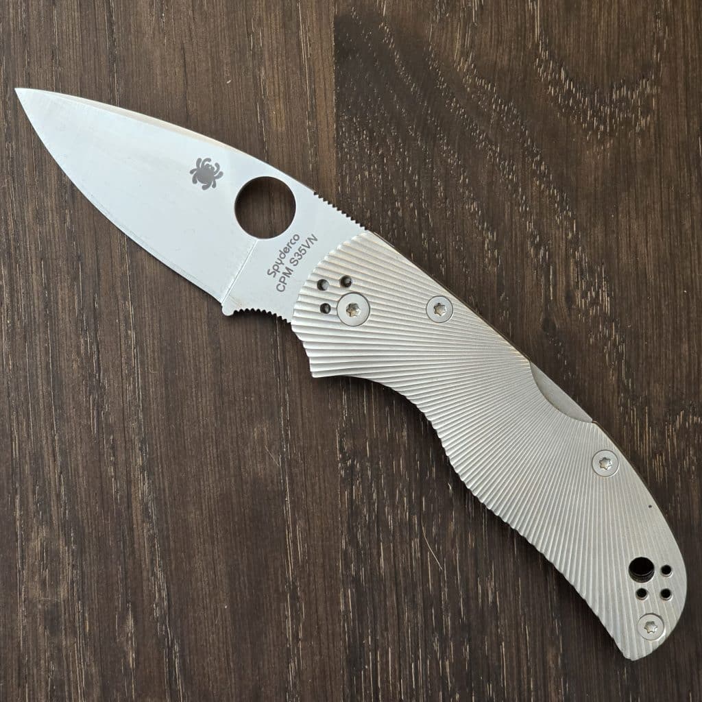 Spyderco USA Native 5 in Fluted Titanium and CPM S35VN C41TIFP5 RARE - Image 2