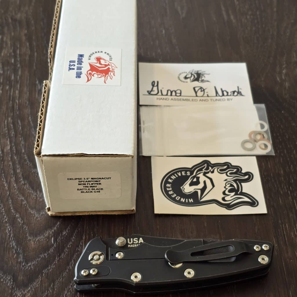 Hinderer Eklipse 3.5" Magnacut Spearpoint Non Flipper Tri-Way Battle Black in Black G10 - Image 2