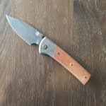 Chaves Knives Scapegoat Street Dirty Steve By Ramon 1 of 50 Bolster Lock in Grey Tumbled CPM 3V, TI Frame and Clip and Sand Blasted Natural Linen Micarta Scales and Pivot Colars (gently Used)
