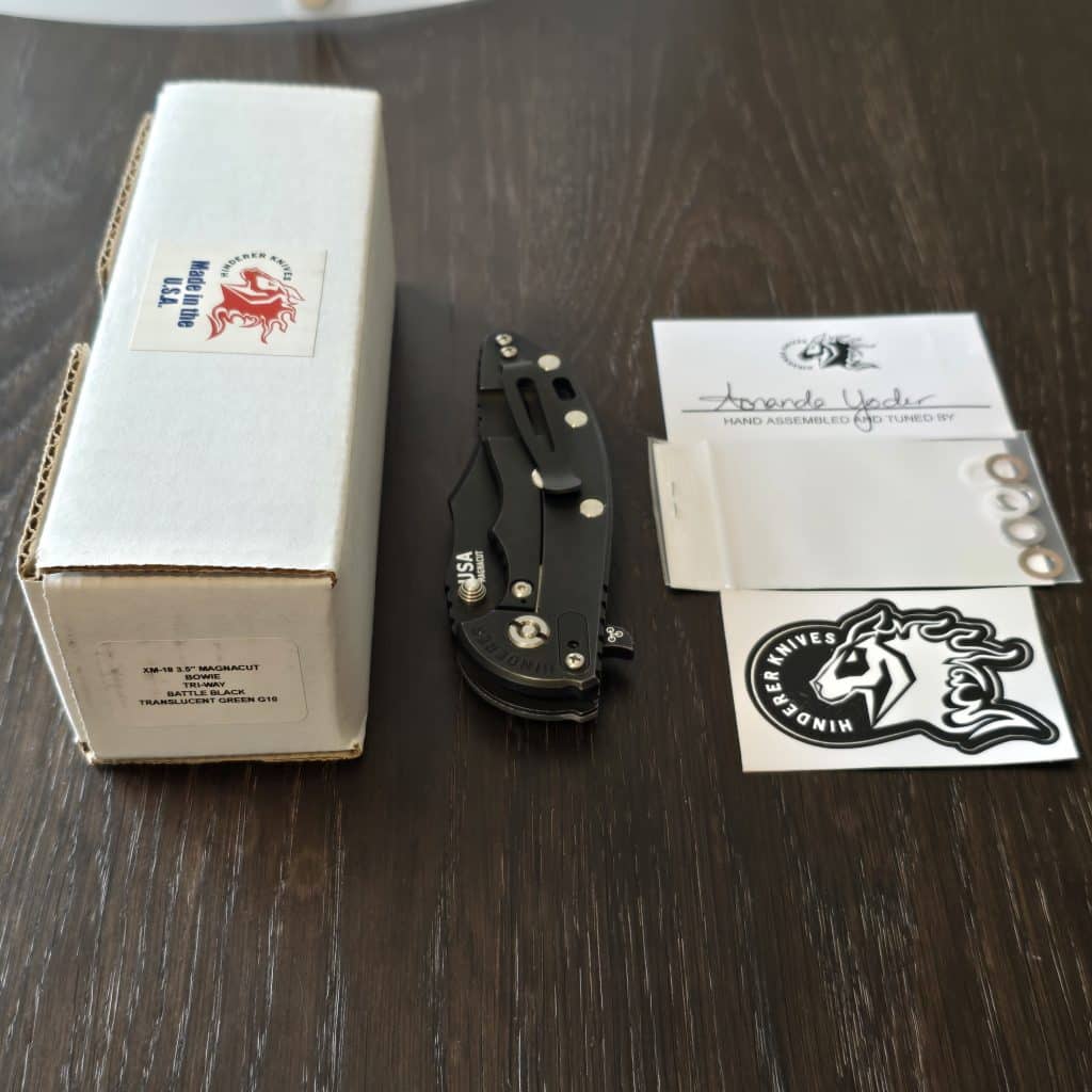 Hinderer XM-18 3.5" Magnacut Bowie Tri-Way Battle Black in Translucent Green G10 - Image 5