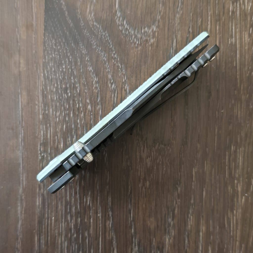 Hinderer XM-18 3.5" Magnacut Bowie Tri-Way Battle Black in Translucent Green G10 - Image 3