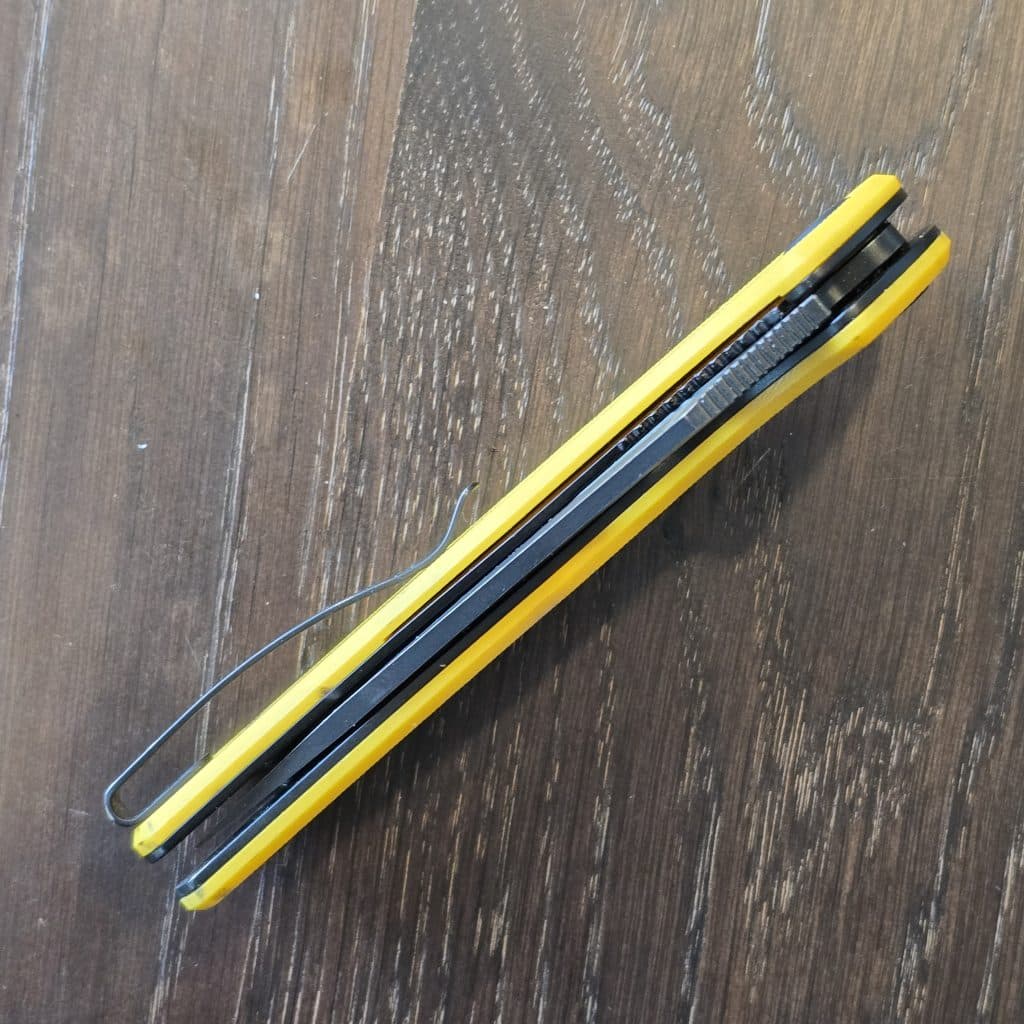 Kubey Phemius Liner Lock in black SW 14C28N and Yellow G10 - Image 3
