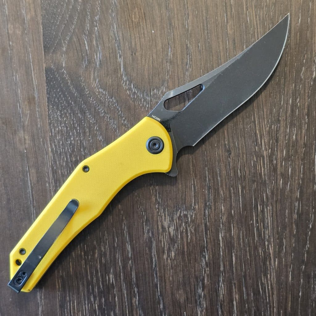 Kubey Phemius Liner Lock in black SW 14C28N and Yellow G10