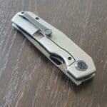 Kunwu Knives TAO III Frame Lock Knife in Gray Orange Peel Titanium and Vanax