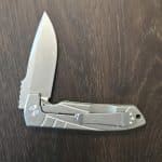 Les George VECP Mid-Tech Folding Knife 3.5" Stonewashed CTS-XHP Plain Blade, Stonewashed Milled Titanium Handles, Frame Lock