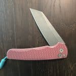 Protech BSA25.Malibu.1 Battle Worn Red "Dragon Scale" Handle, Black Lip Pearl Button Acid Wash Reverse Tanto Blade, Deep Carry Clip #33 of 215 knife for sale