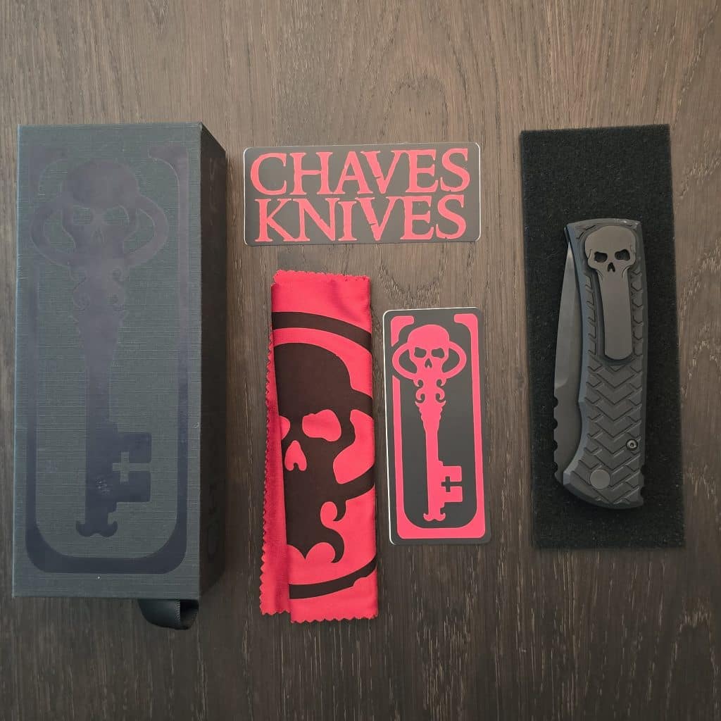 Chavez 229 Protech Colab 2025 Blade Show Special RCR1106-Tread Operator in Sterile DLC Black S35VN blade,Trinium Button and Black Steel Skull Clip USED