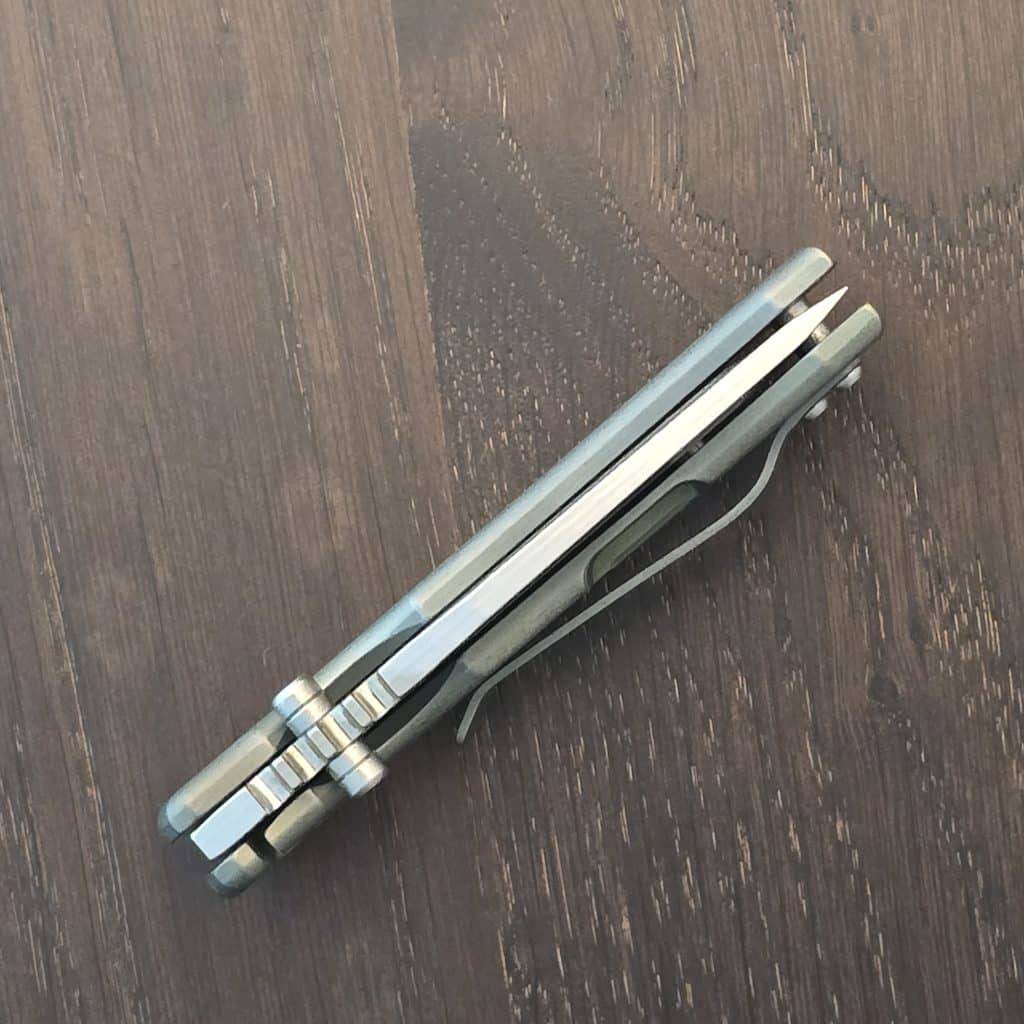 MCNEES Knives USA 3" PM MAC-2 with Satin Hardware and Satin Stonewash Blade, Hollow Grind, in CPM Magnacut and Titanium 2024 gently used - Image 4