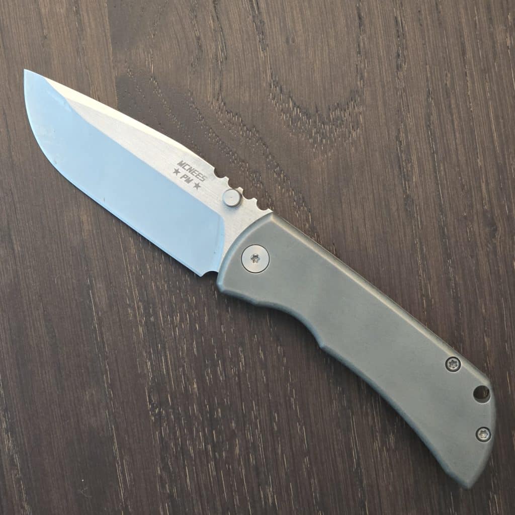 MCNEES Knives USA 3" PM MAC-2 with Satin Hardware and Satin Stonewash Blade, Hollow Grind, in CPM Magnacut and Titanium 2024 gently used - Image 3