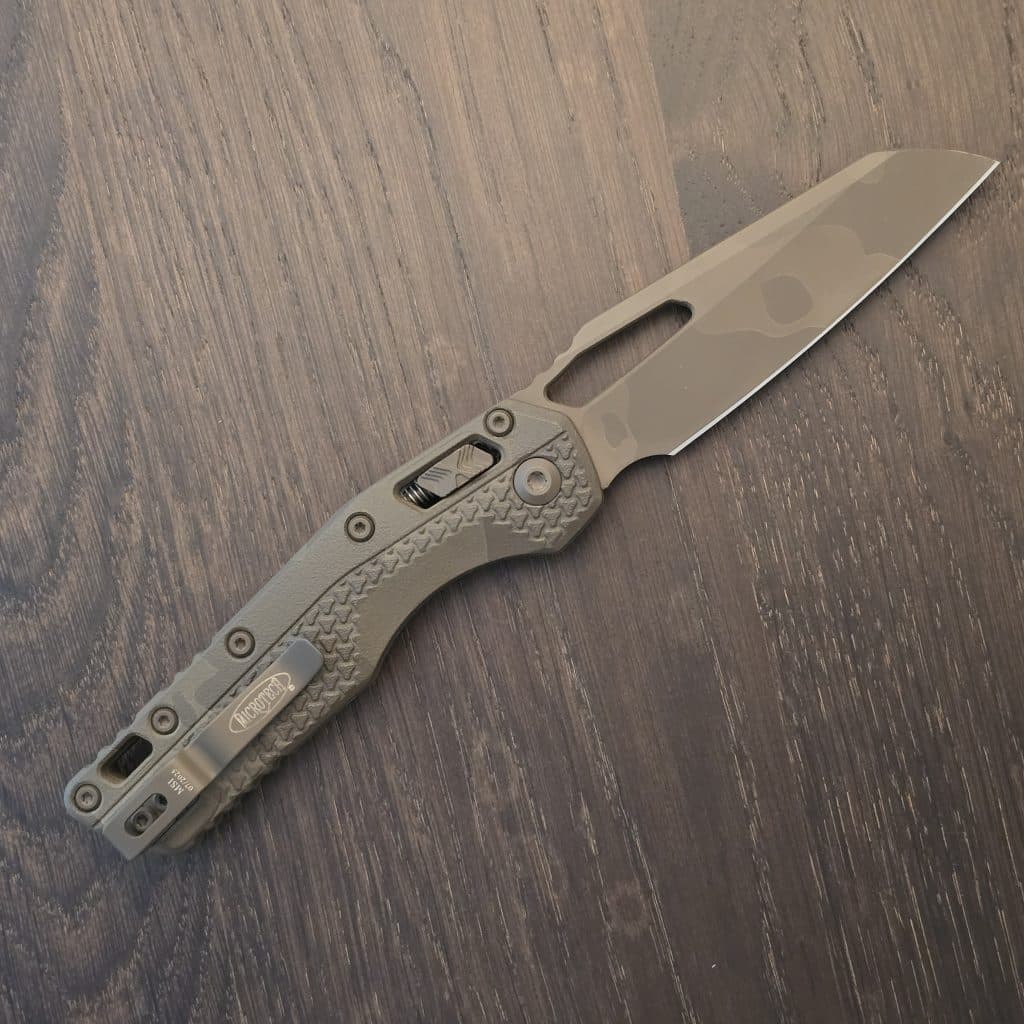 Microtech MSI RAM-LOK Manual Chocolate Camo3.85″ M390 Reverse Tanto210 T-1PMCHC-X11Z12 - Image 4