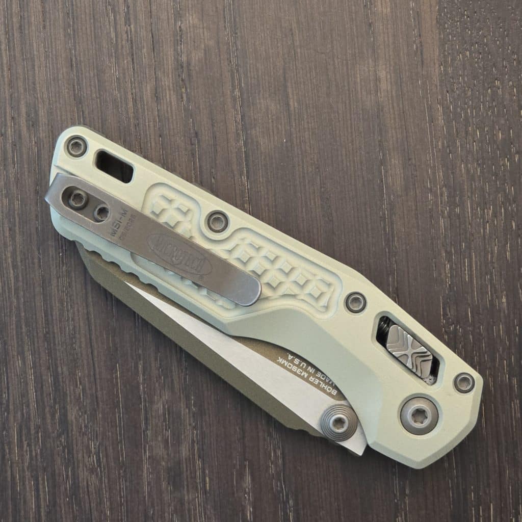 Microtech MSI Mini S/E - Champagne Gold Frag Handle - Burnt Bronze Blade - Image 2