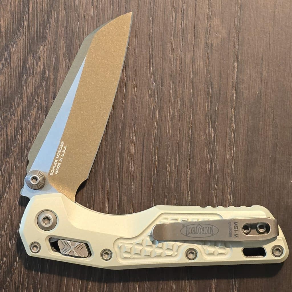 Microtech MSI Mini S/E - Champagne Gold Frag Handle - Burnt Bronze Blade