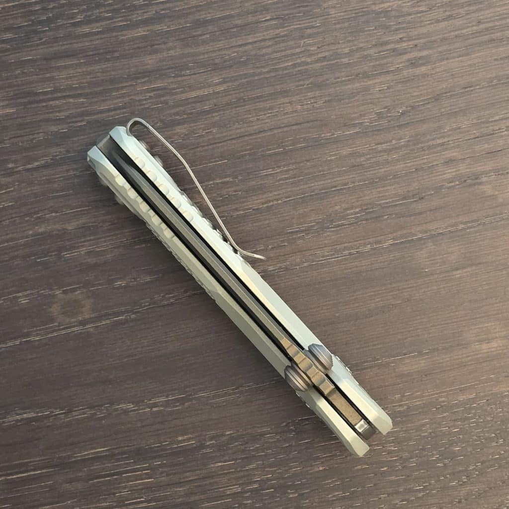 Microtech MSI Mini S/E - Champagne Gold Frag Handle - Burnt Bronze Blade - Image 4