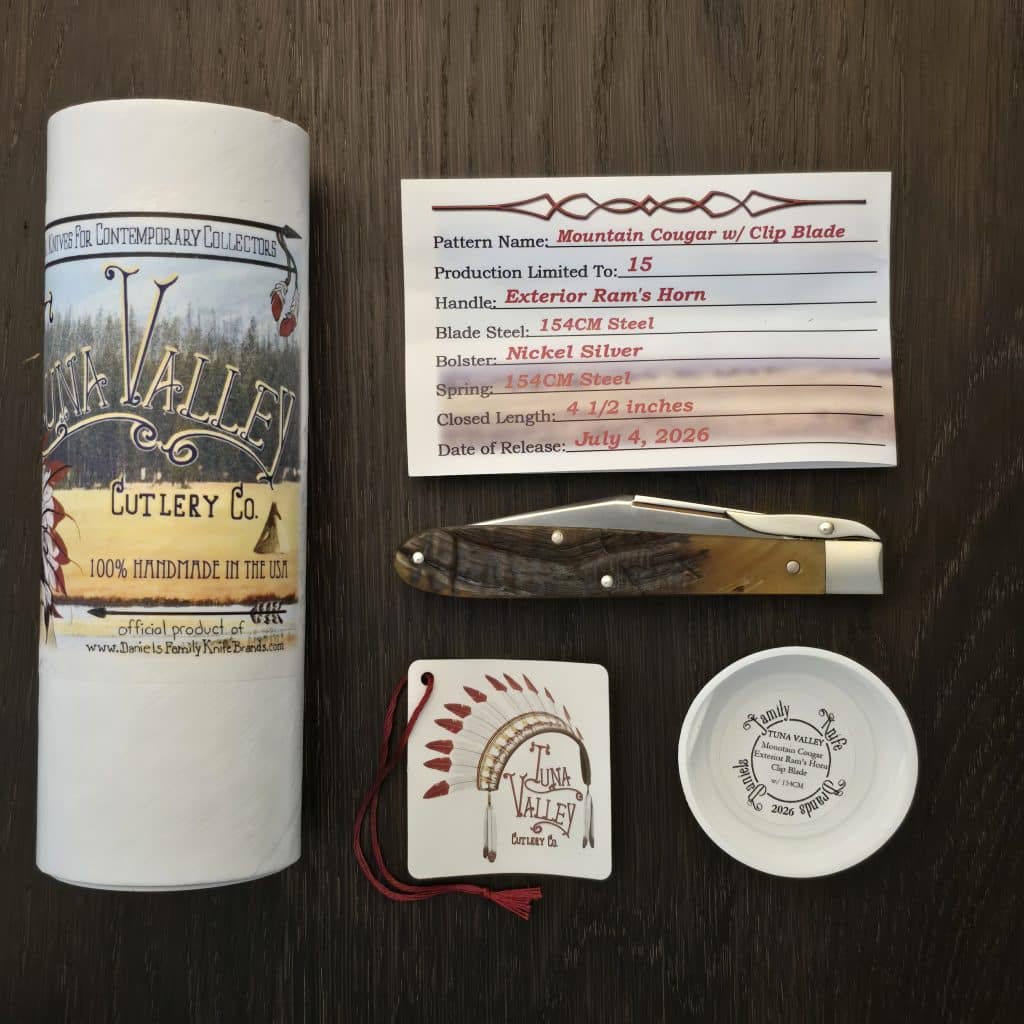 Tuna Valley Cutlery Mountain Cougar in Exterior Ram Horn w/154CM (1 of 15) - Image 5