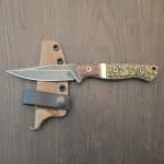 Primitive Bear PBK Black Water Tactical in Magnacut and Whisky Barrel Oak/ Brown G10 with Kydex Sheath