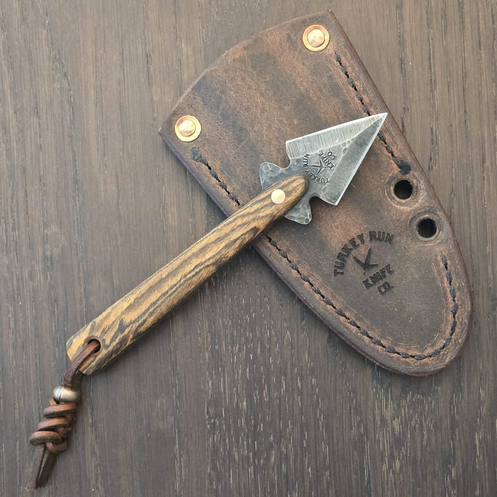 Turkey Run Knife Co. Broken Arrow in 80CRV2 HCS and Bocote Wood with Copper Pins By Landon Mook Custom Knives from Mifflinburg, PA