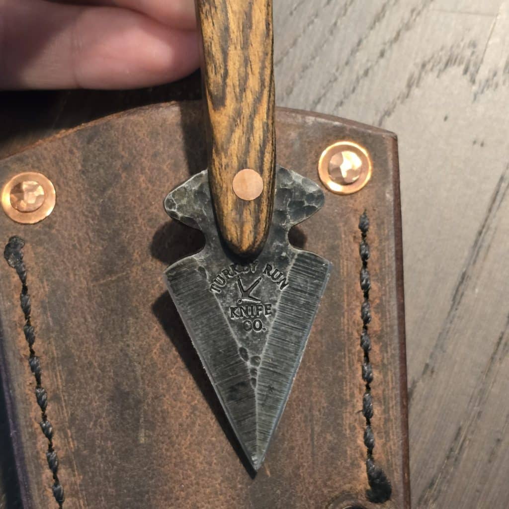 Turkey Run Knife Co. Broken Arrow in 80CRV2 HCS and Bocote Wood with Copper Pins By Landon Mook Custom Knives from Mifflinburg, PA - Image 5