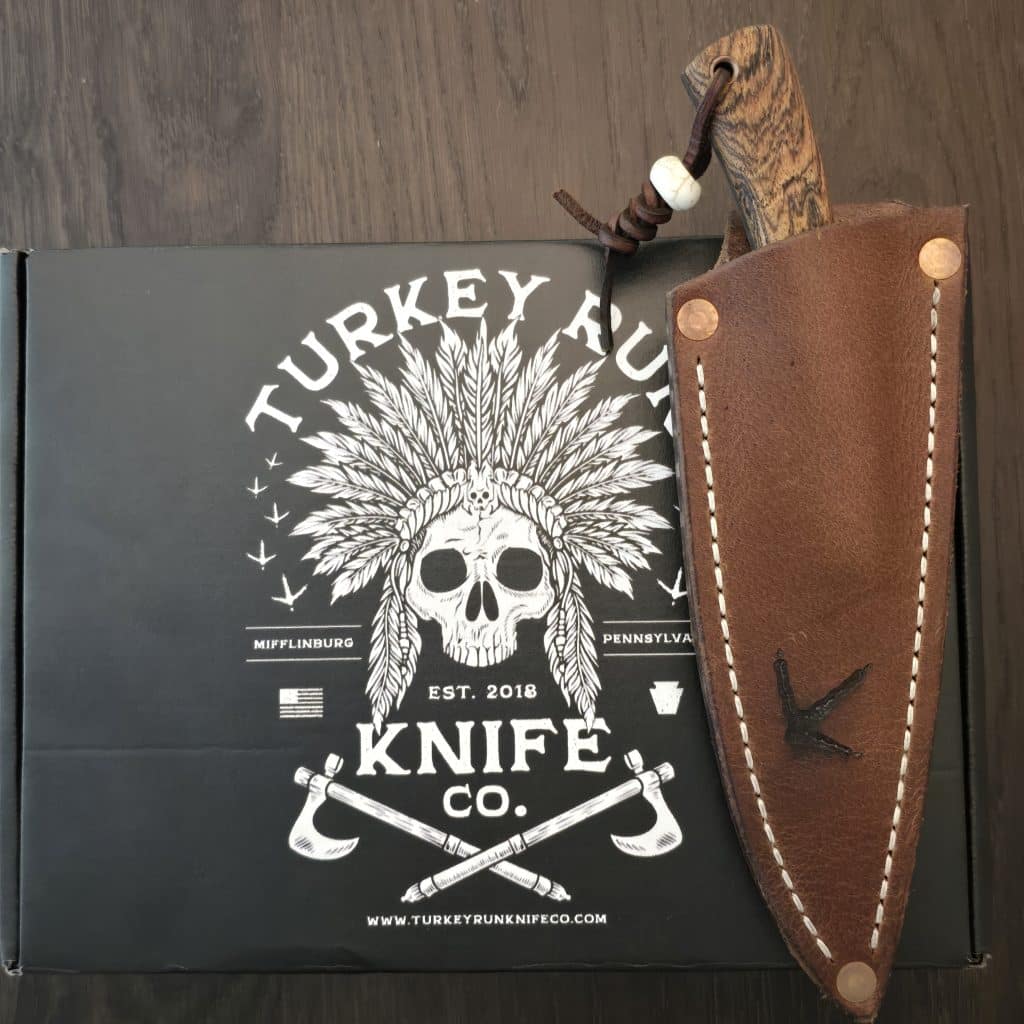 Turkey Run Knife Co. Spur in 80CRV2 HCS and Bocote Wood with Copper Pins By Landon Mook Custom Knives from Mifflinburg, PA - Image 5