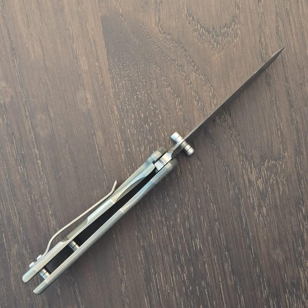 MCNEES Knives USA 3" PM MAC-2 with Satin Hardware and Satin Stonewash Blade, Hollow Grind, in CPM Magnacut and Titanium 2024 gently used - Image 2