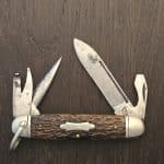 Crucible NY USA Vintage Camp Knife with Brown Jigged Bone Scales (clean and working)1940"