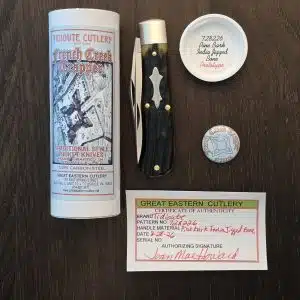 Great Eastern Cutlery PROTOTYPE #728226 TIDIOUTE CUTLERY, FRENCH CREEK TRAPPER, PINE BARK INDIA JIGGED BONE knife for sale