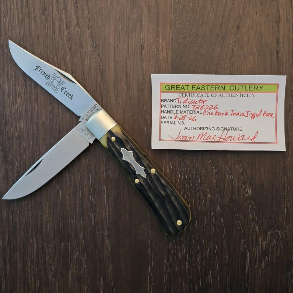 Great Eastern Cutlery PROTOTYPE #728226 TIDIOUTE CUTLERY, FRENCH CREEK TRAPPER, PINE BARK INDIA JIGGED BONE – gallery image 3