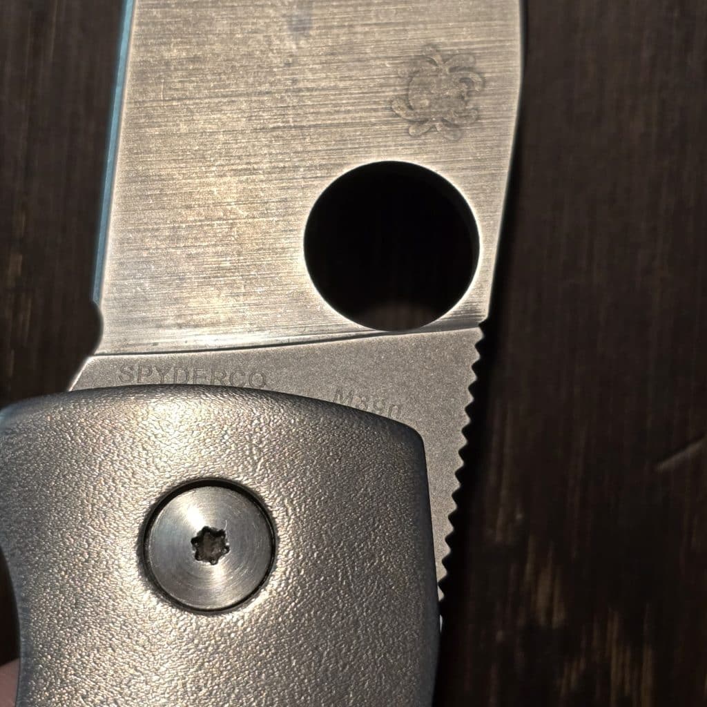 Spyderco Stylz Bowie W/ Custom Modifications By Sean Cambell Orange peel Timascus Clip, Acid Washed Blade Lightning and Ano Lock Side, Recarburized Lock Face, Silver Orange Peel Show Side – gallery image 3