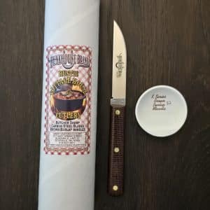 GEC " Bunk House Brand" Fixed Blade K Series Brown Burlap Micarta K32CAR Slicing Knife