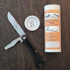 Great Eastern Cutlery #715222 Black Linen Micarta (note large pepper spot on cap lifter)