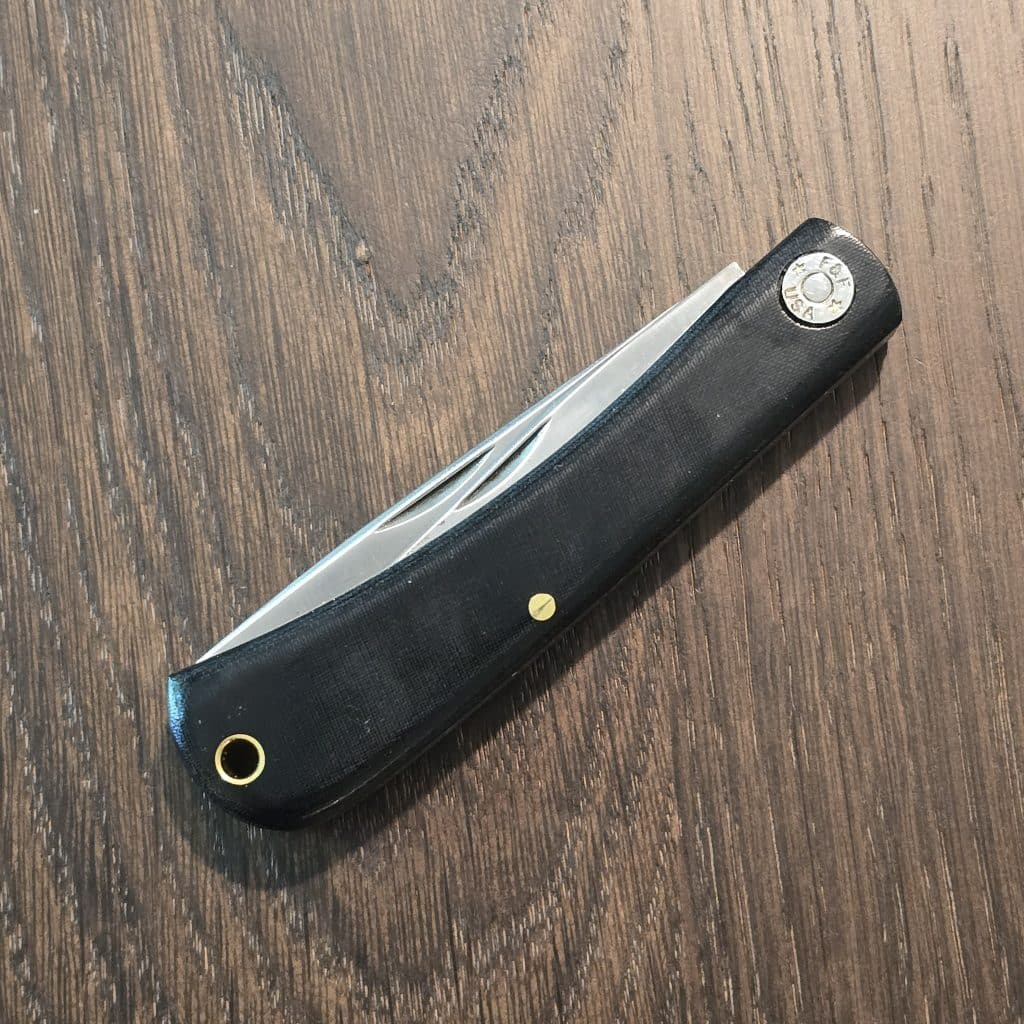 Great Eastern Cutlery #715222 Black Linen Micarta (note large pepper spot on cap lifter) – gallery image 4
