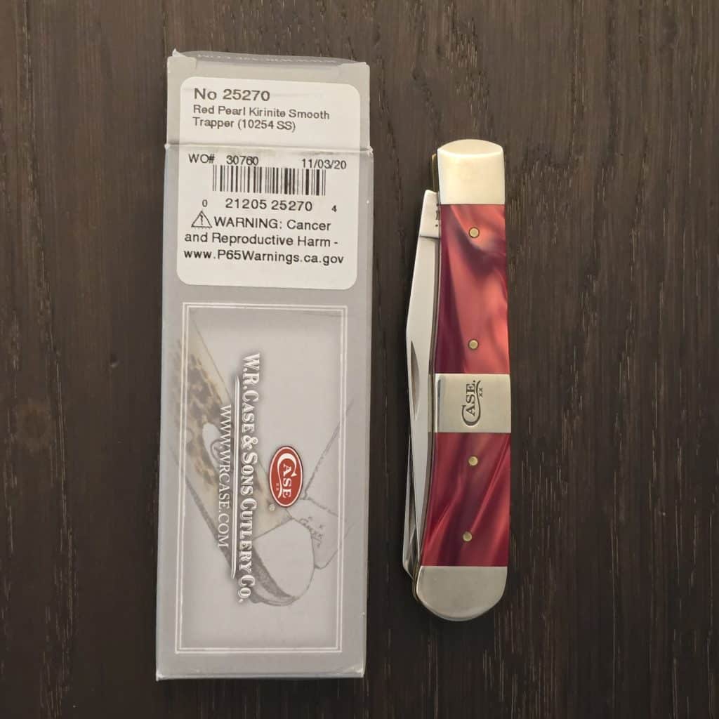 Case XX USA No 25270 Red Pearl Kirinite Smooth Trapper 10254 SS – gallery image 4