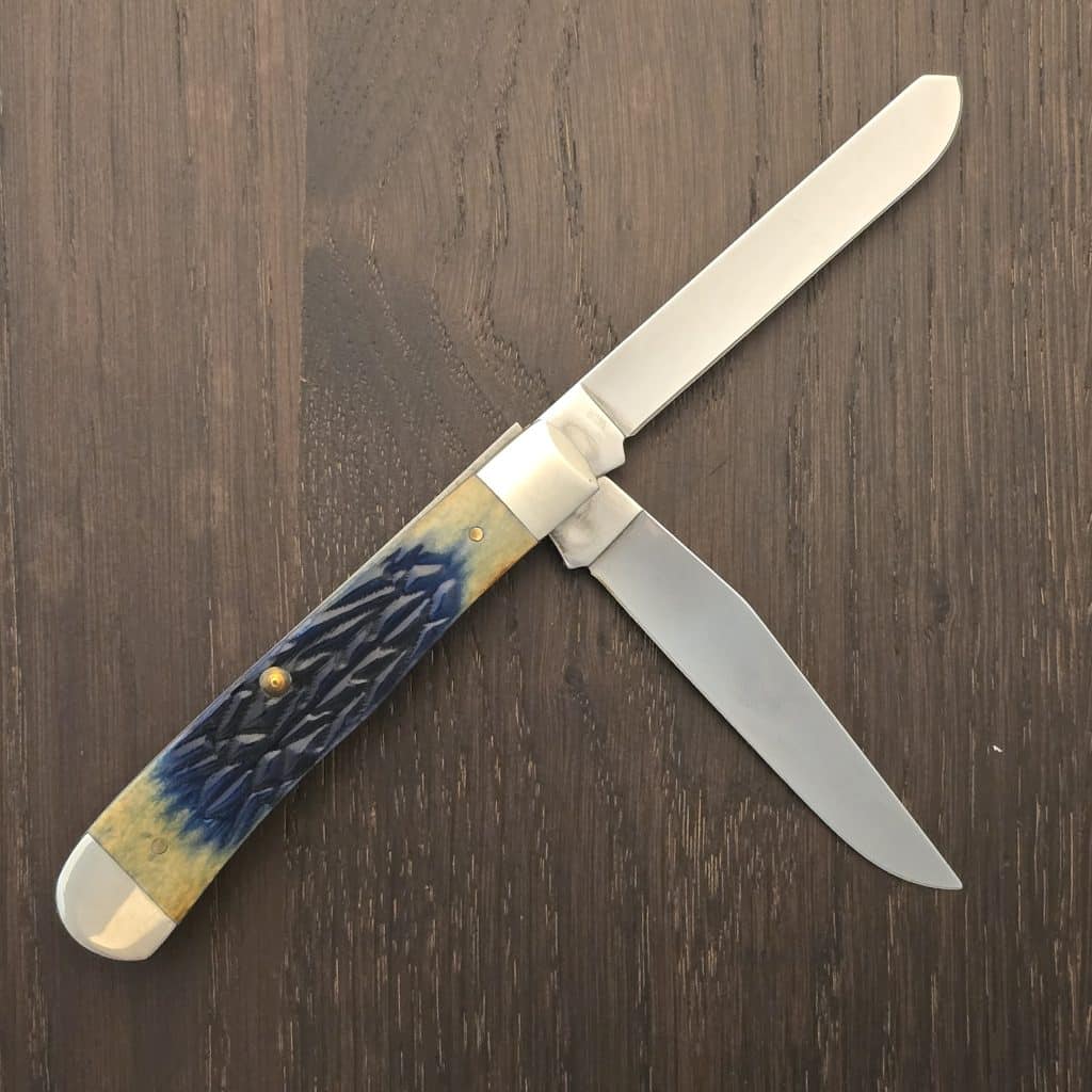 Case XX USA No 61801 Burnt Purple Tribal Jigged Bone Trapper 6254 SS – gallery image 2